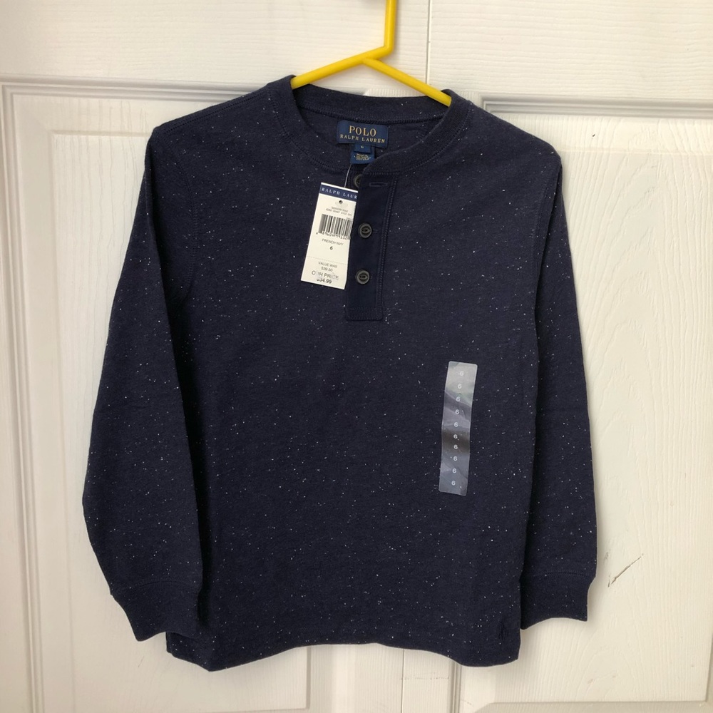New Polo Ralph Lauren Boy’s Button LS Tee, 6